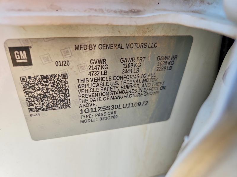 Продаж на аукціоні авто 2020 Chevrolet Impala, vin: 1G11Z5S30LU110972, номер лоту: 57005286