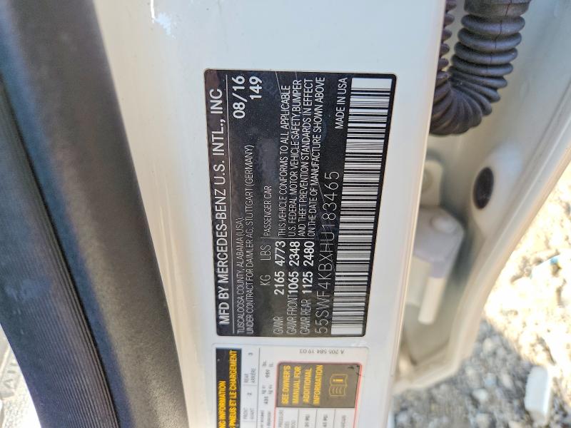 Продажа на аукционе авто 2017 Mercedes-benz C, vin: 55SWF4KBXHU183465, номер лота: 55878266