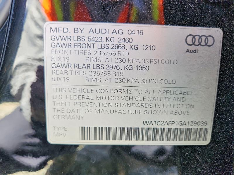 Aukcja sprzedaży 2016 Audi Q5, vin: WA1C2AFP1GA129039, numer aukcji: 58926556