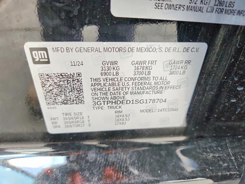 2025 Gmc Sierra მანქანა იყიდება აუქციონზე, vin: 3GTPHDED1SG178704, აუქციონის ნომერი: 55158066