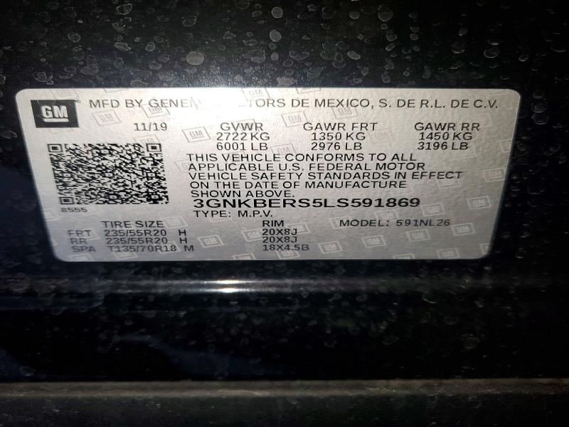 56839056 :رقم المزاد ، 3GNKBERS5LS591869 vin ، 2020 Chevrolet Blazer مزاد بيع