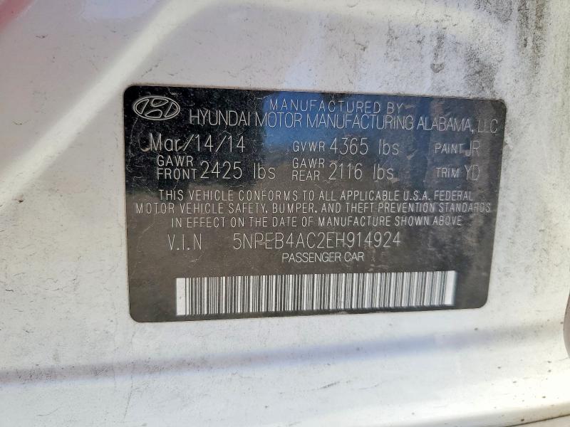 Aukcja sprzedaży 2014 Hyundai Sonata, vin: 5NPEB4AC2EH914924, numer aukcji: 57070326