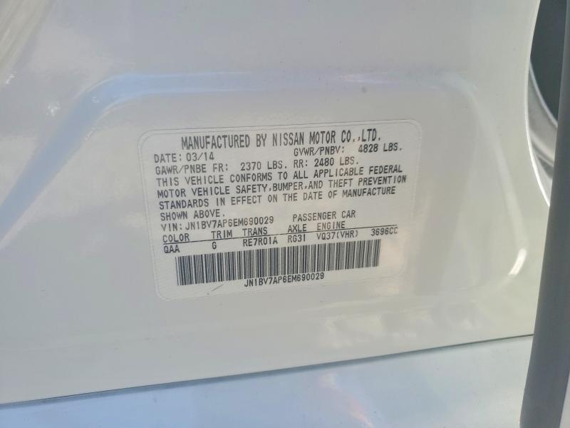 Aukcja sprzedaży 2014 Infiniti Q50, vin: JN1BV7AP6EM690029, numer aukcji: 55795706
