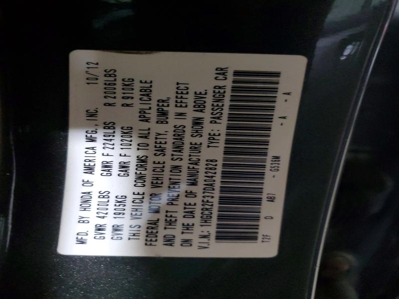 58228416 :رقم المزاد ، 1HGCR2F37DA042828 vin ، 2013 Honda Accord مزاد بيع