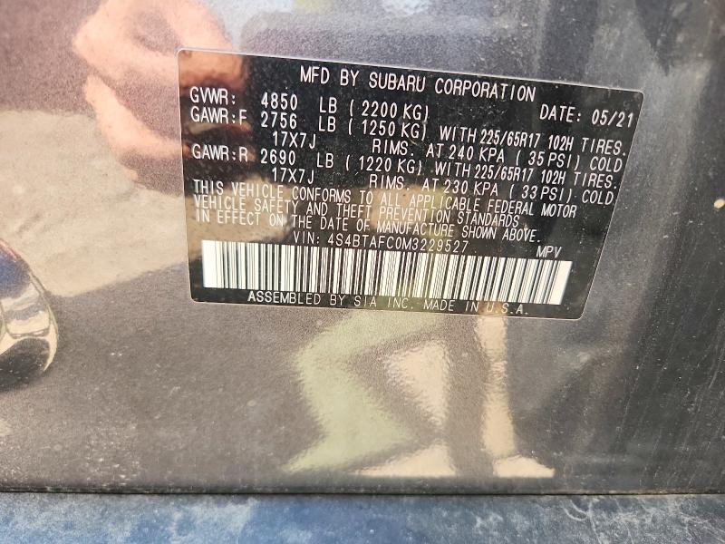 Продажа на аукционе авто 2021 Subaru Outback, vin: 4S4BTAFC0M3229527, номер лота: 55807146