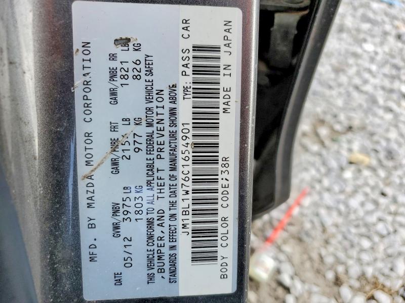 56940006 :رقم المزاد ، JM1BL1W76C1654901 vin ، 2012 Mazda 3 مزاد بيع