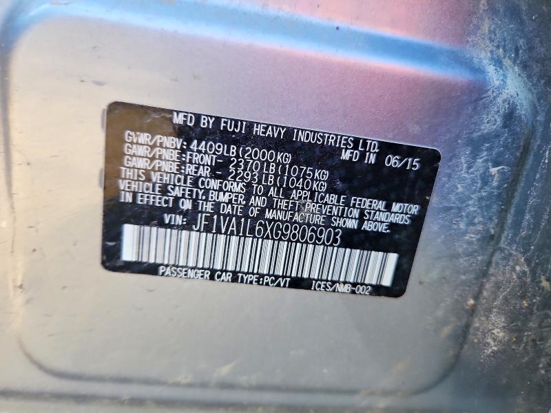 58463576 :رقم المزاد ، JF1VA1L6XG9806903 vin ، 2016 Subaru Wrx مزاد بيع