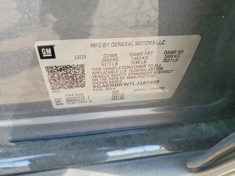 57144586 :رقم المزاد ، 5GAERBKW7LJ187455 vin ، 2020 Buick Enclave مزاد بيع