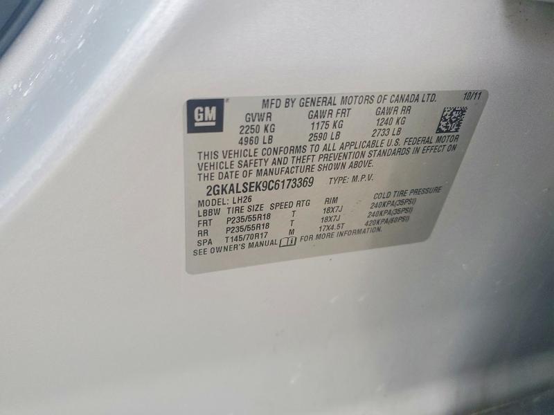 Aukcja sprzedaży 2012 Gmc Terrain, vin: 2GKALSEK9C6173369, numer aukcji: 57610846