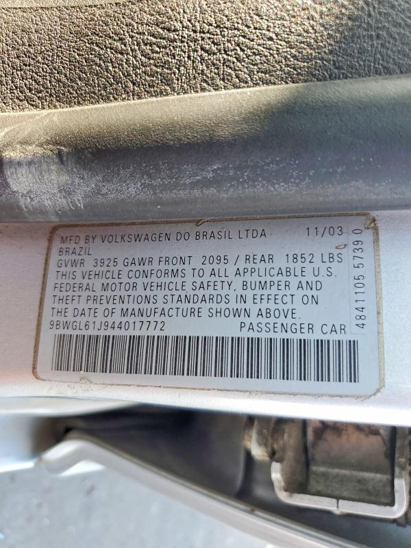 Auction sale of the 2004 Volkswagen Golf, vin: 9BWGL61J944017772, lot number: 57527936