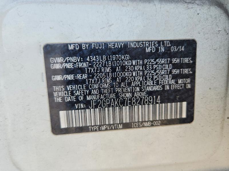 Aukcja sprzedaży 2014 Subaru Xv Crosstrek, vin: JF2GPAKC7E8278914, numer aukcji: 57971316