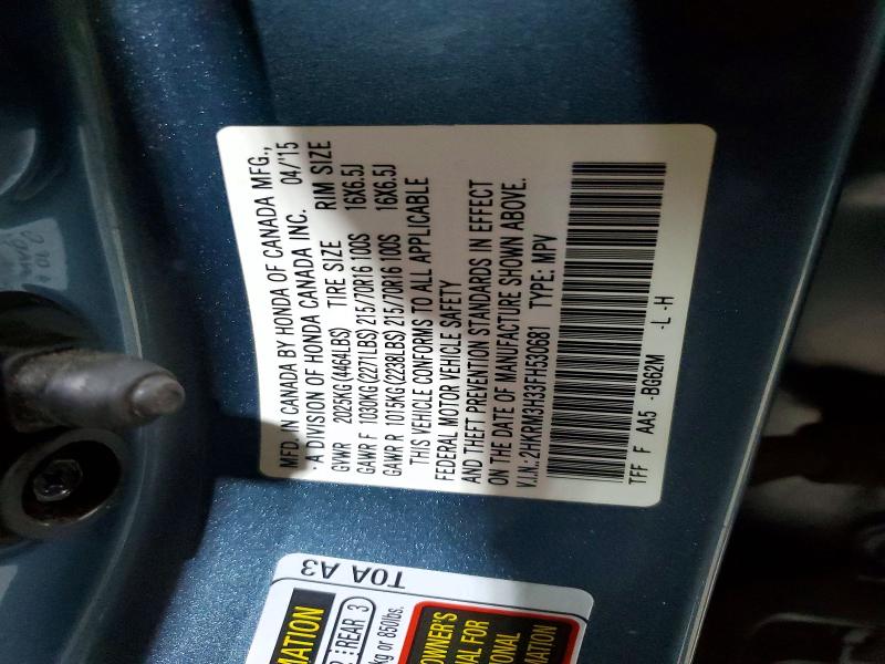 58626206 :رقم المزاد ، 2HKRM3H33FH530681 vin ، 2015 Honda Cr-v مزاد بيع