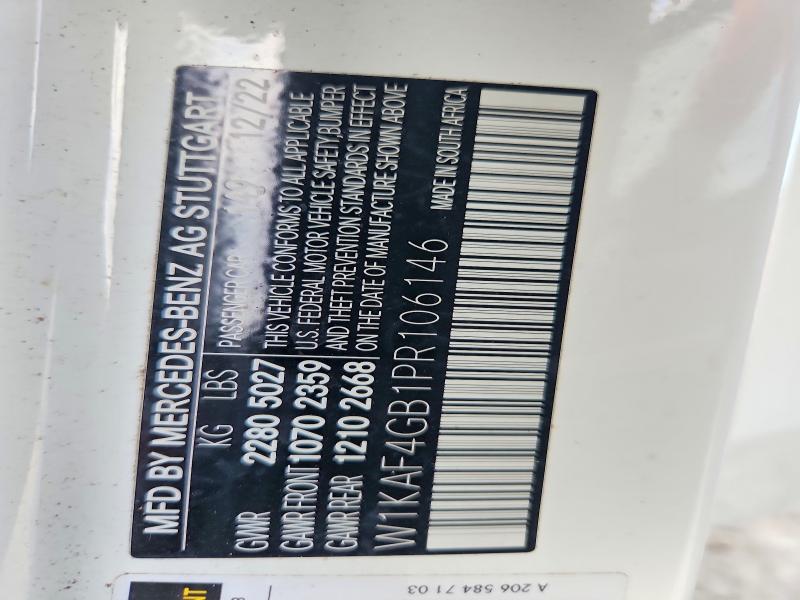 57137956 :رقم المزاد ، W1KAF4GB1PR106146 vin ، 2023 Mercedes-benz C مزاد بيع