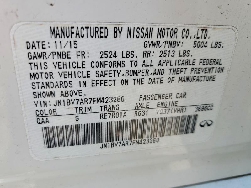 Продажа на аукционе авто 2015 Infiniti Q50, vin: JN1BV7AR7FM423260, номер лота: 58884016