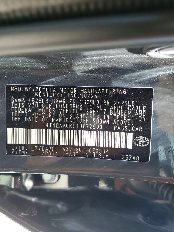 Aukcja sprzedaży 2026 Toyota Camry, vin: 4T1DAACK9TU672990, numer aukcji: 55303186