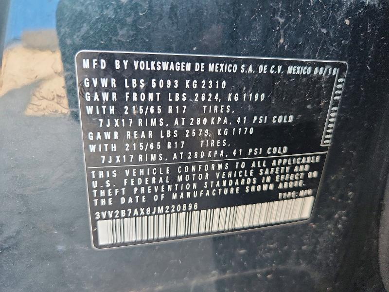 Aukcja sprzedaży 2018 Volkswagen Tiguan, vin: 3VV2B7AX8JM220896, numer aukcji: 59145066