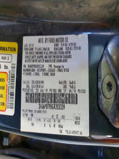 Aukcja sprzedaży 2016 Ford Fusion, vin: 3FA6P0T90GR203339, numer aukcji: 57365666