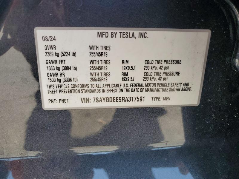 Продажа на аукционе авто 2024 Tesla Model Y, vin: 7SAYGDEE9RA317591, номер лота: 58635636