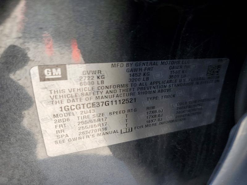 Aukcja sprzedaży 2016 Chevrolet Colorado, vin: 1GCGTCE37G1112521, numer aukcji: 58572146