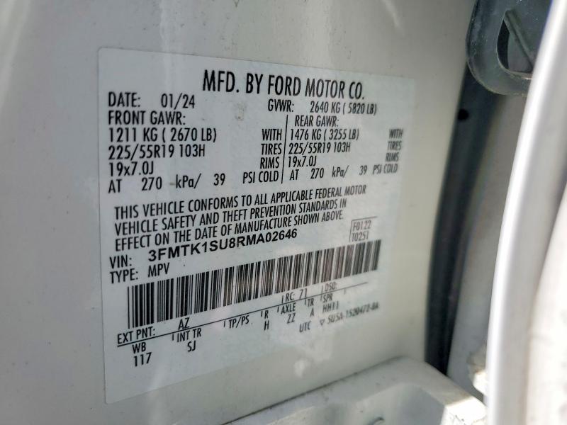 Auction sale of the 2024 Ford Mustang Mach-e, vin: 3FMTK1SU8RMA02646, lot number: 57539646