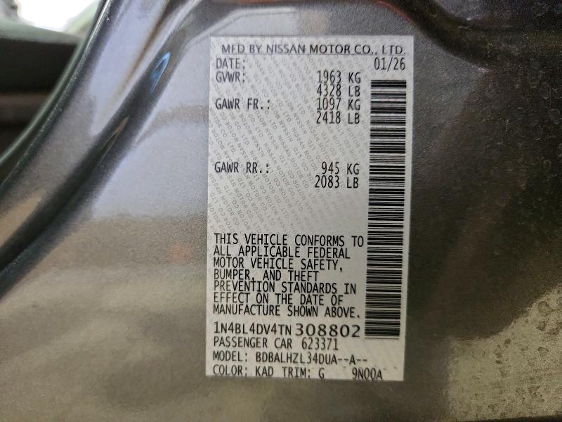 Продажа на аукционе авто 2026 Nissan Altima, vin: 1N4BL4DV4TN308802, номер лота: 55971166