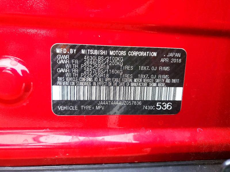 Продаж на аукціоні авто 2018 Mitsubishi Eclipse Cross, vin: JA4AT4AA4JZ057836, номер лоту: 55944536