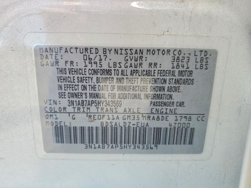 Aukcja sprzedaży 2017 Nissan Sentra, vin: 3N1AB7AP5HY343569, numer aukcji: 58105096