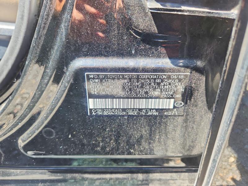 Aukcja sprzedaży 2018 Lexus Is, vin: JTHC81D20J5031212, numer aukcji: 58523916