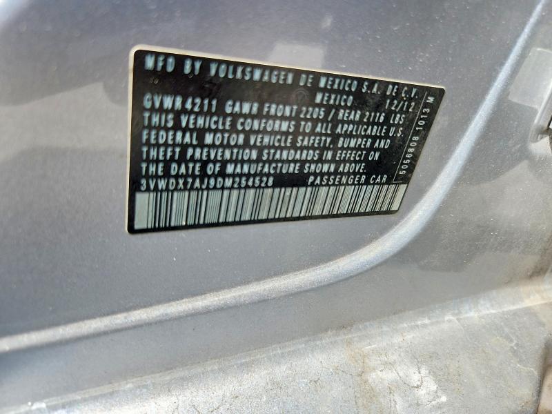 2013 Volkswagen Jetta მანქანა იყიდება აუქციონზე, vin: 3VWDX7AJ9DM254528, აუქციონის ნომერი: 56708286