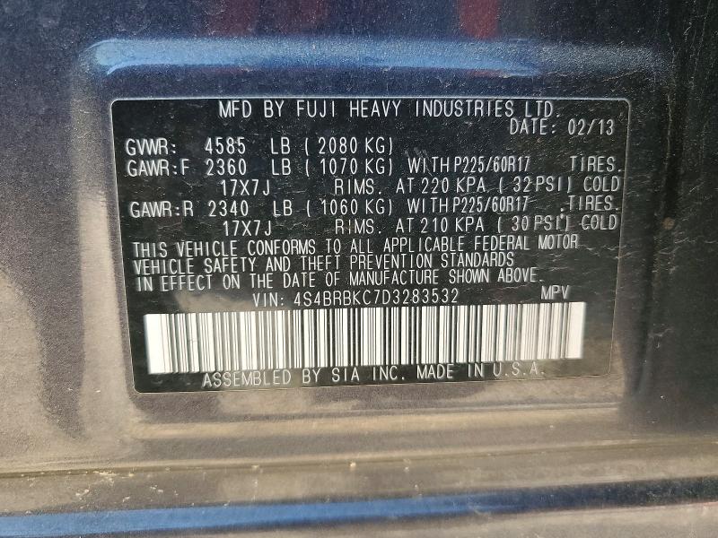 55096546 :رقم المزاد ، 4S4BRBKC7D3283532 vin ، 2013 Subaru Outback مزاد بيع