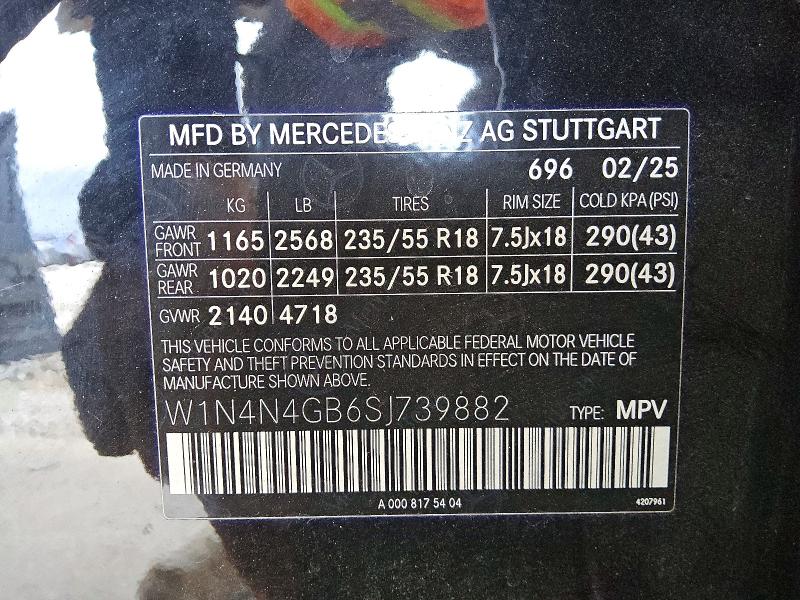 54045276 :رقم المزاد ، W1N4N4GB6SJ739882 vin ، 2025 Mercedes-benz Gla مزاد بيع