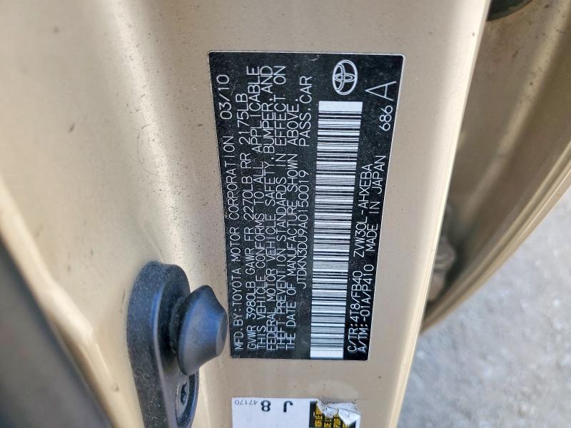 57530046 :رقم المزاد ، JTDKN3DU9A0150019 vin ، 2010 Toyota Prius مزاد بيع