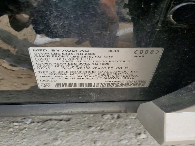 Продажа на аукционе авто 2019 Audi Q5, vin: WA1ANAFYXK2118308, номер лота: 58270946