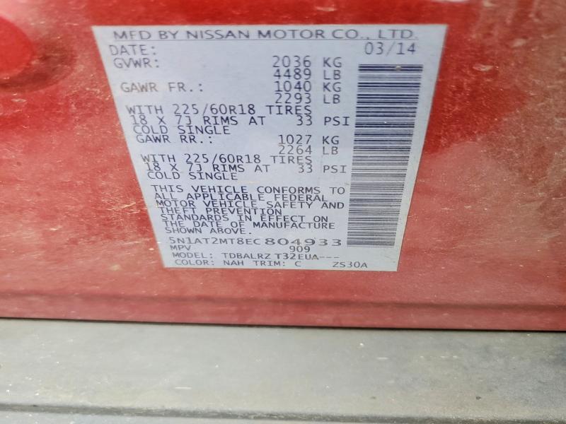 56085936 :رقم المزاد ، 5N1AT2MT8EC804933 vin ، 2014 Nissan Rogue مزاد بيع