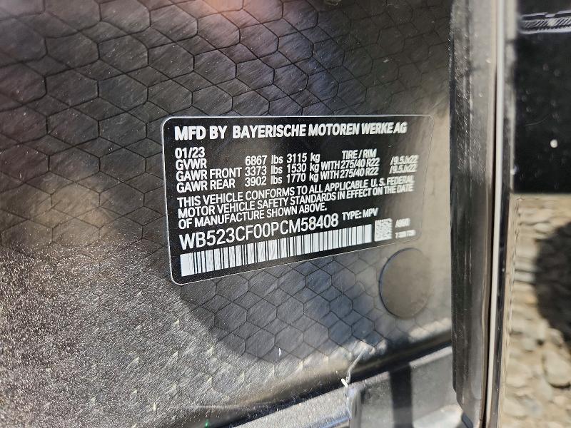 2023 Bmw Ix მანქანა იყიდება აუქციონზე, vin: WB523CF00PCM58408, აუქციონის ნომერი: 56713696