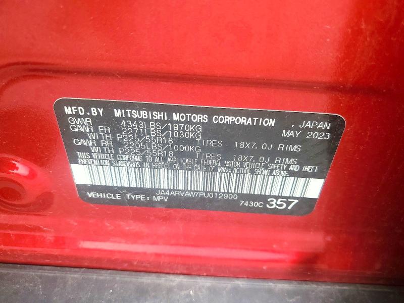 57031726 :رقم المزاد ، JA4ARVAW7PU012900 vin ، 2023 Mitsubishi Outlander Sport مزاد بيع