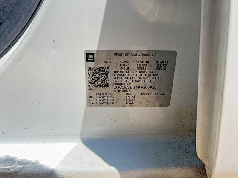Продаж на аукціоні авто 2019 Chevrolet Silverado, vin: 1GC1KSEG6KF266025, номер лоту: 56533186