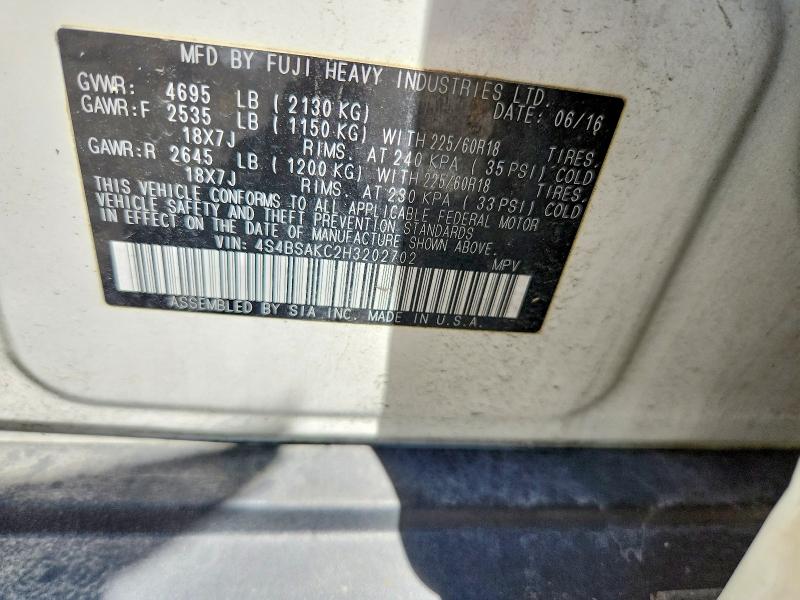 Aukcja sprzedaży 2017 Subaru Outback, vin: 4S4BSAKC2H3202702, numer aukcji: 57358246