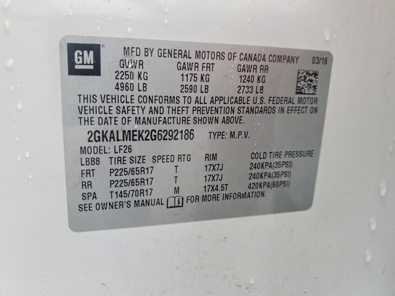 Aukcja sprzedaży 2016 Gmc Terrain, vin: 2GKALMEK2G6292186, numer aukcji: 55437336