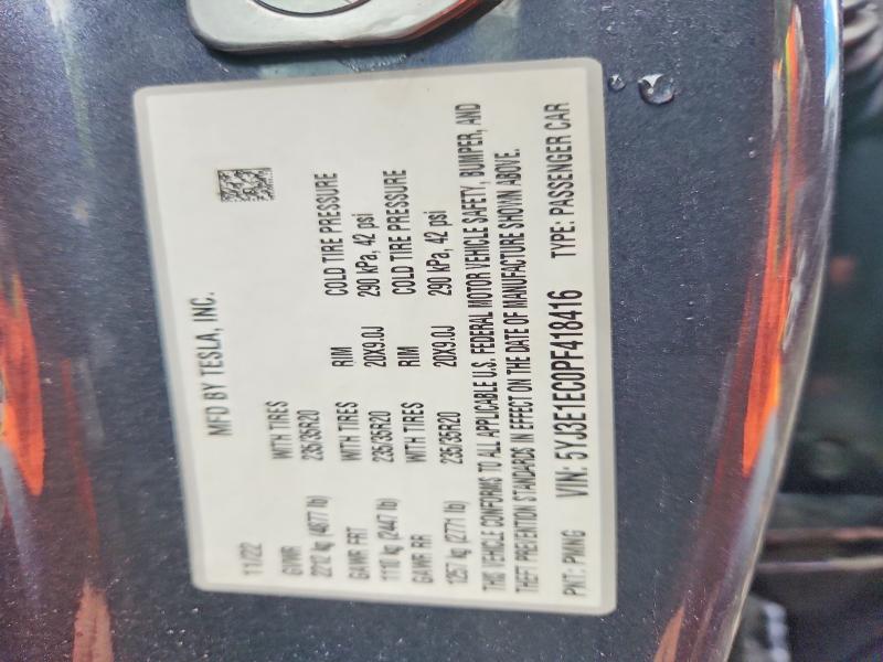 Продаж на аукціоні авто 2023 Tesla Model 3, vin: 5YJ3E1EC0PF418416, номер лоту: 56622506