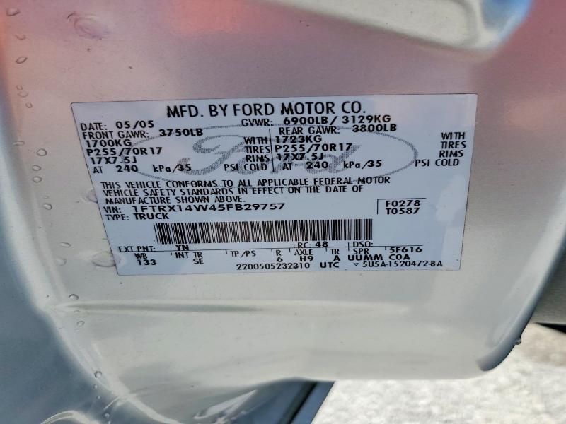 Aukcja sprzedaży 2005 Ford F150, vin: 1FTRX14W45FB29757, numer aukcji: 55787786
