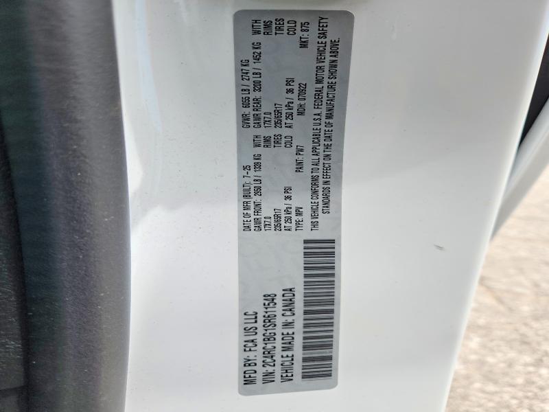2025 Chrysler Pacifica მანქანა იყიდება აუქციონზე, vin: 2C4RC1BG1SR611548, აუქციონის ნომერი: 57857936