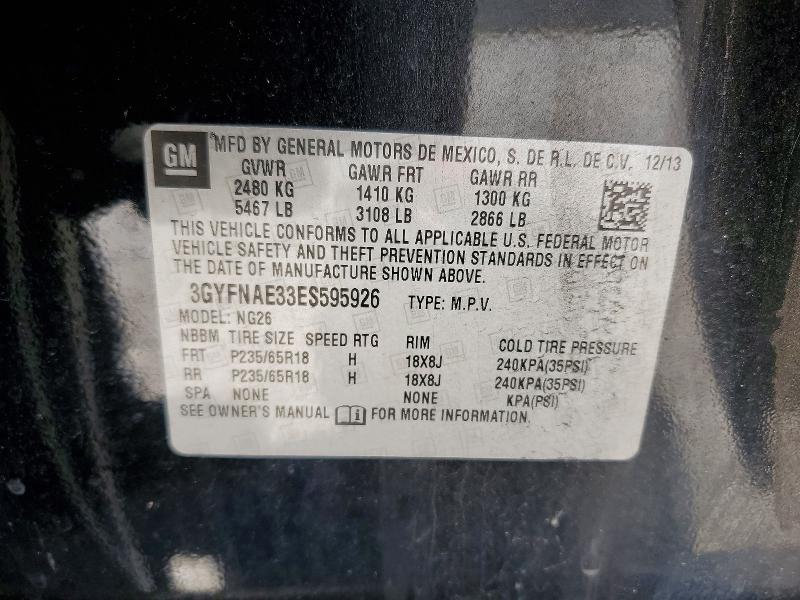 Aukcja sprzedaży 2014 Cadillac Srx, vin: 3GYFNAE33ES595926, numer aukcji: 57084586