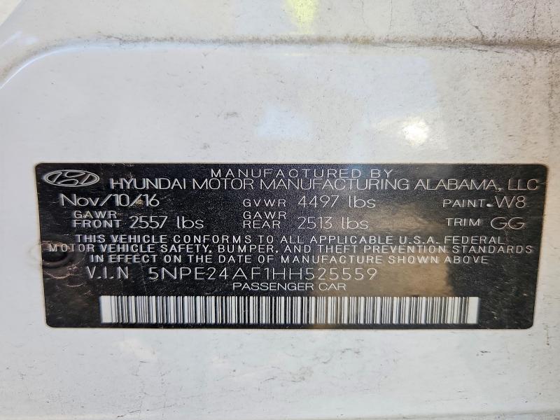 Aukcja sprzedaży 2017 Hyundai Sonata, vin: 5NPE24AF1HH525559, numer aukcji: 55366676
