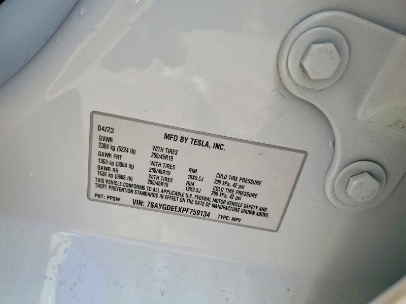 Aukcja sprzedaży 2023 Tesla Model Y, vin: 7SAYGDEEXPF759134, numer aukcji: 85977915