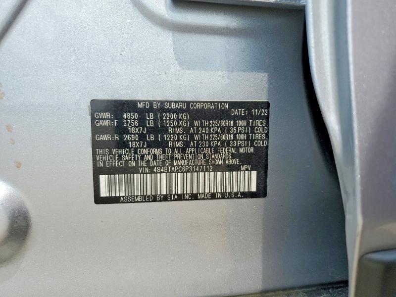 Продажа на аукционе авто 2023 Subaru Outback, vin: 4S4BTAPC6P3147112, номер лота: 58944366