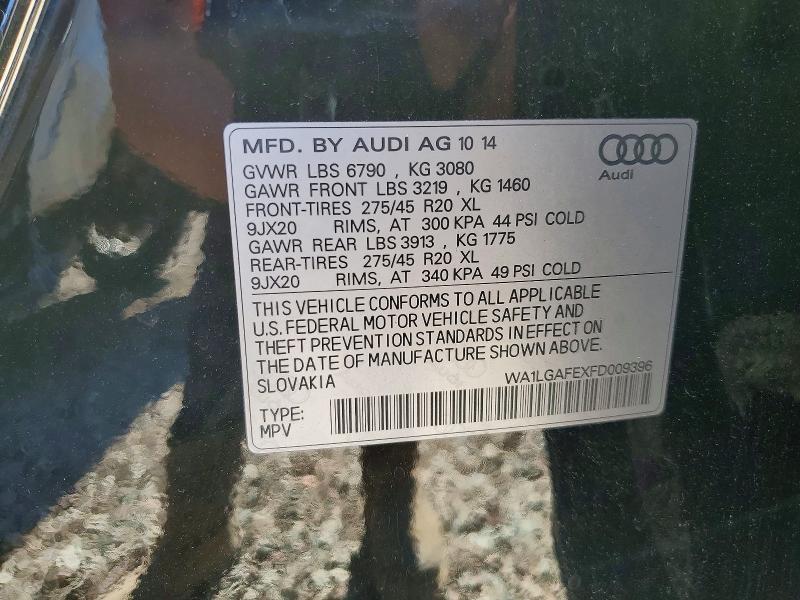 55336096 :رقم المزاد ، WA1LGAFEXFD009396 vin ، 2015 Audi Q7 مزاد بيع