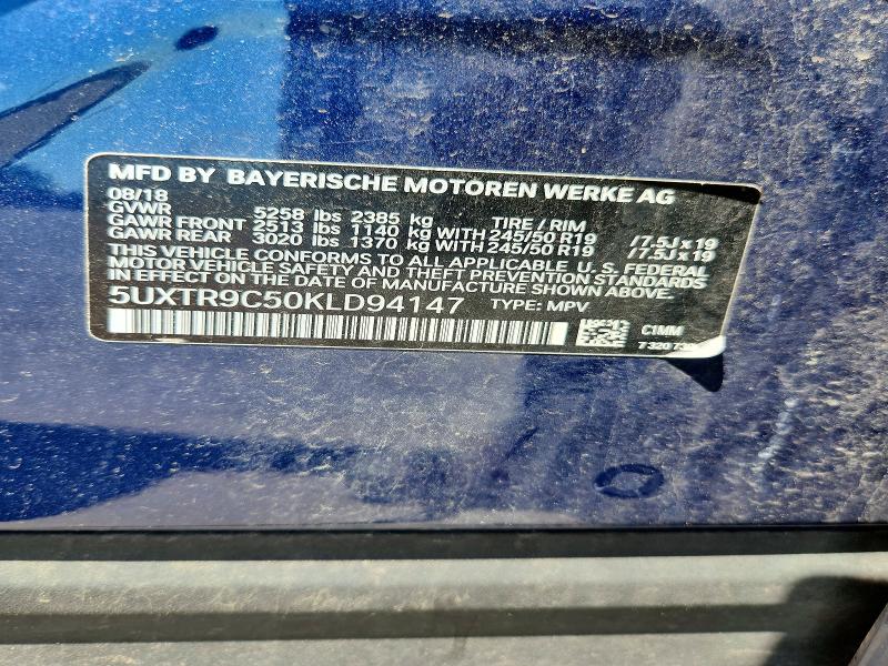 2019 Bmw X3 მანქანა იყიდება აუქციონზე, vin: 5UXTR9C50KLD94147, აუქციონის ნომერი: 58053006