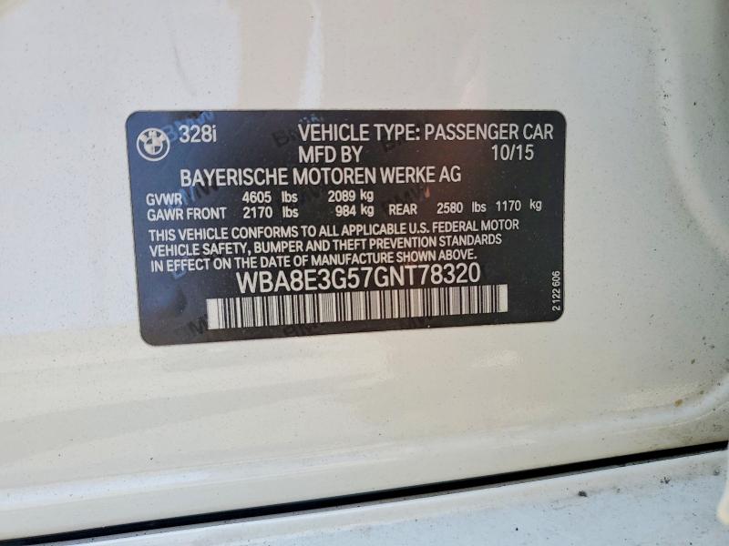 Продаж на аукціоні авто 2016 Bmw 328, vin: WBA8E3G57GNT78320, номер лоту: 56077856