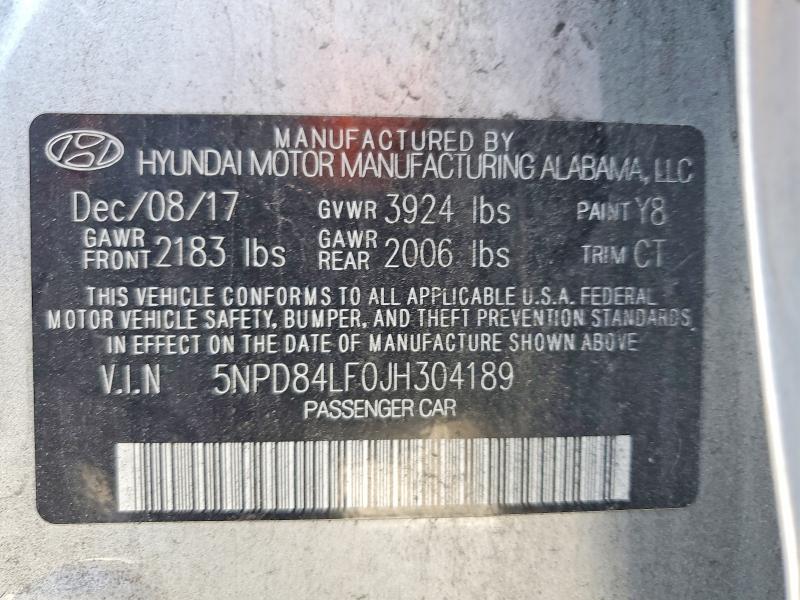 2018 Hyundai Elantra მანქანა იყიდება აუქციონზე, vin: 5NPD84LF0JH304189, აუქციონის ნომერი: 56092226